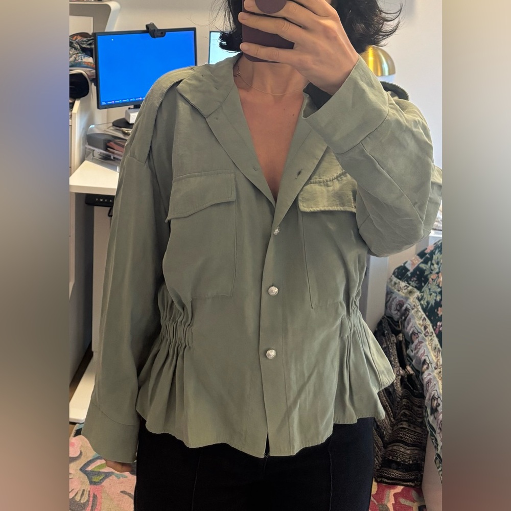 Zara Olive Green Shirt Jacket